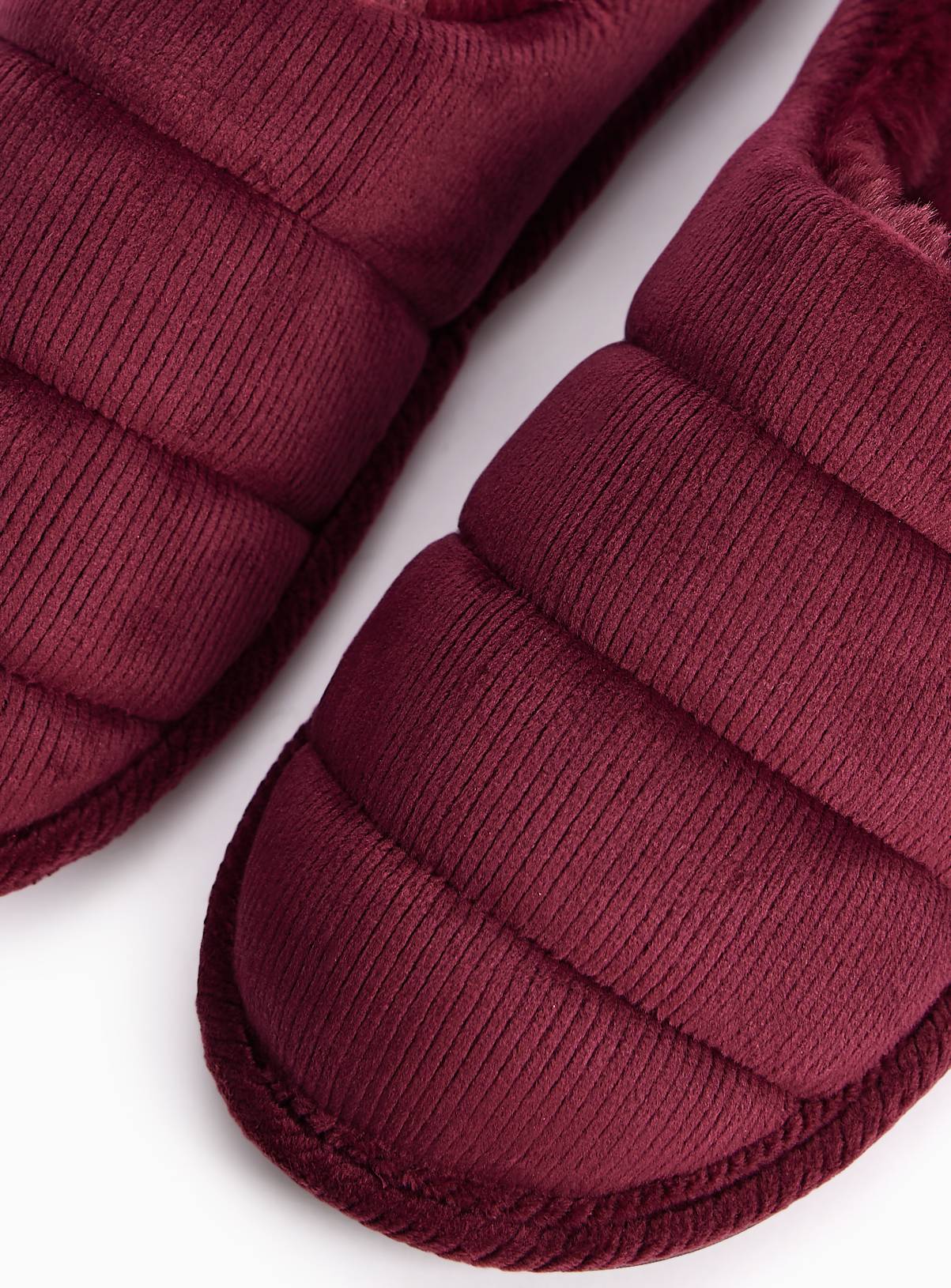 Berry Red Rib Velour Mule Slippers S - Image 3